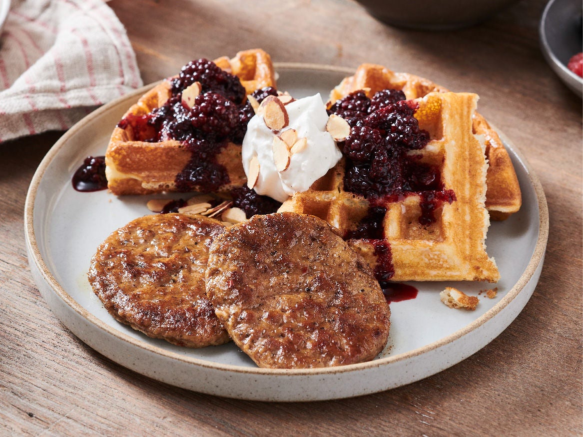 Classic Plated Patties with Blackberry Waffles Recipe