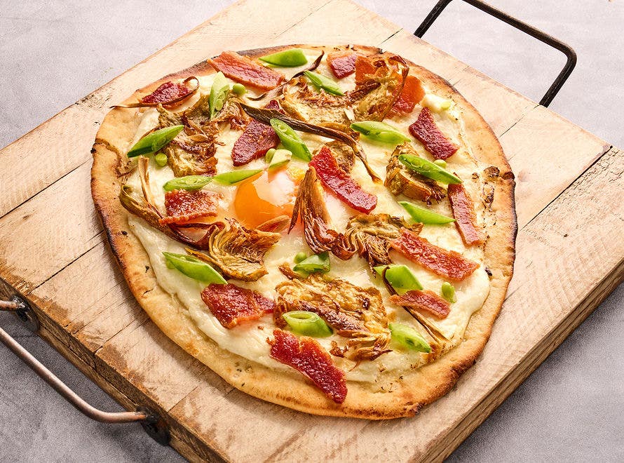 Bacon Brunch Flatbread in serving setting