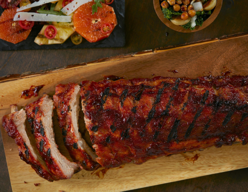 baby back ribs on a cutting board
