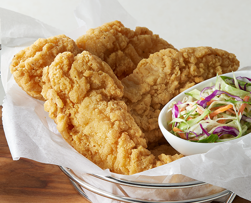 Tyson Red Label® Uncooked Authentically Crispy Original Chicken Tenderloins Fritters in restaurant setting