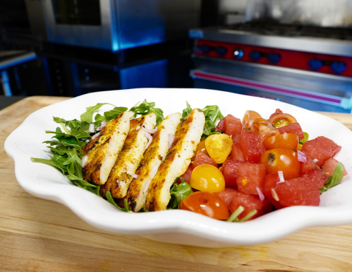 Tandoori Grilled Chicken Salad seasoned with tandoori sauce