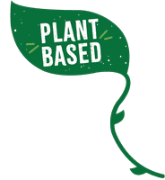Leaf banner with the text "Plant Based" on it.