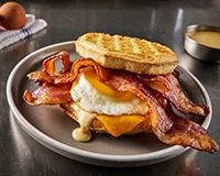Egg & Bacon Waffle Breakfast Sandwich Recipe