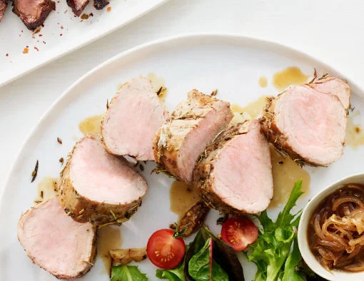 Bistro Pork Tenderloin on a white plate