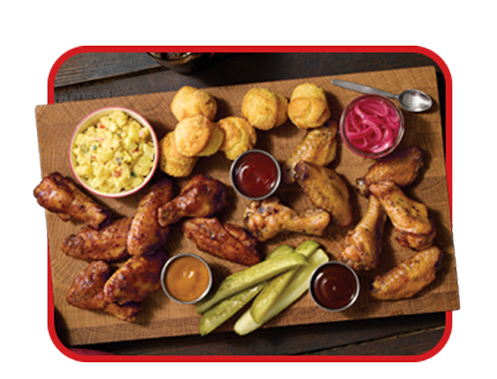 assorted bone-in wings and sauces