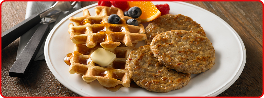 waffles, fresh fruit and Jimmy Dean® Sausage Patties