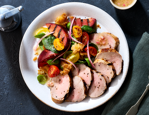 Grilled Plum & Pork Panzanella Salad 