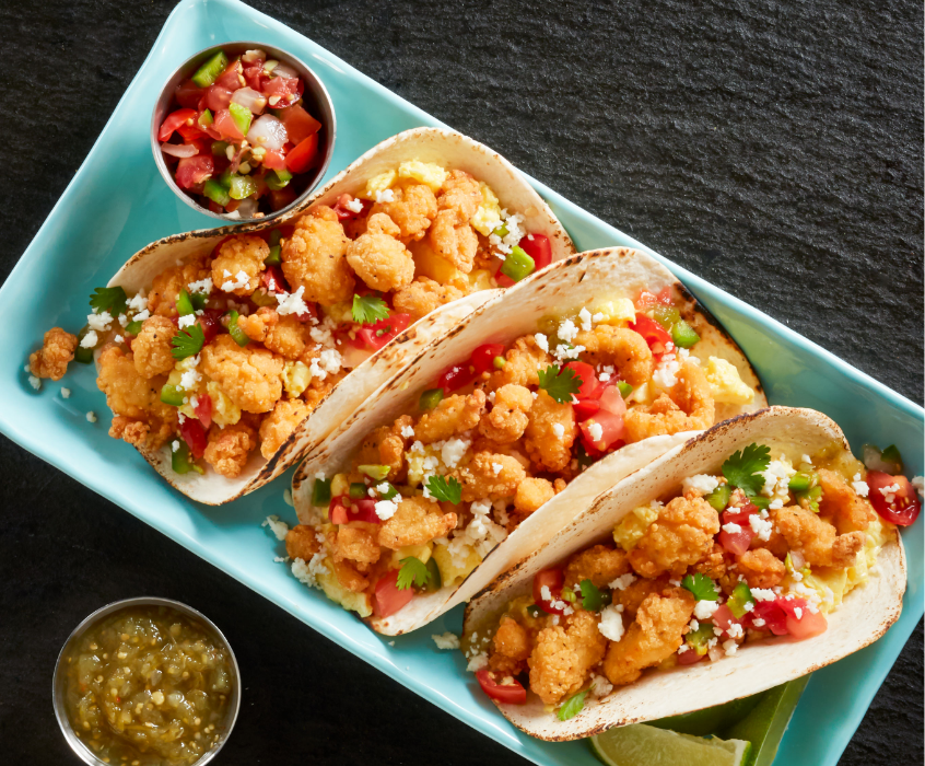 Crispy Chicken Breakfast Tacos