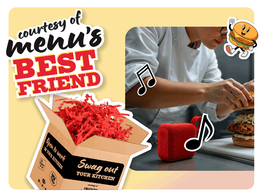 Prize pack box with Bluetooth speaker and chef