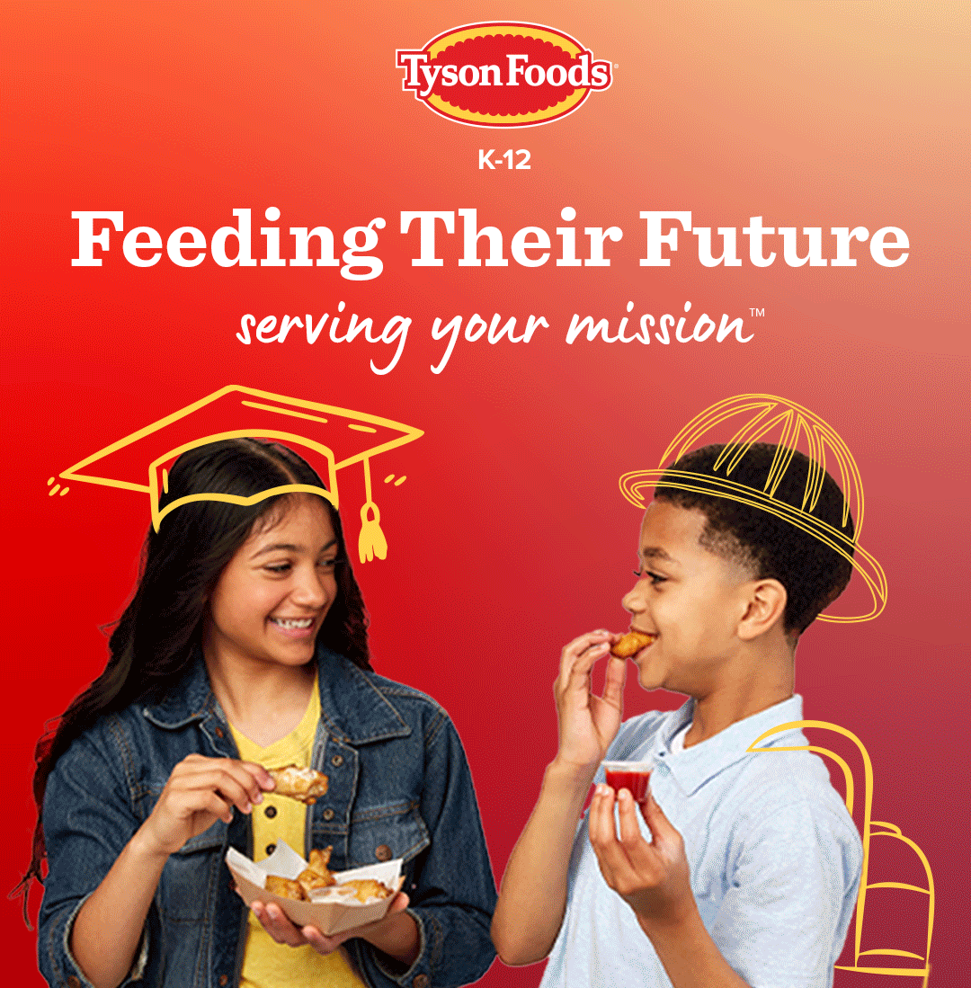 Animated rotating images of foodservice operator, and kids eating food