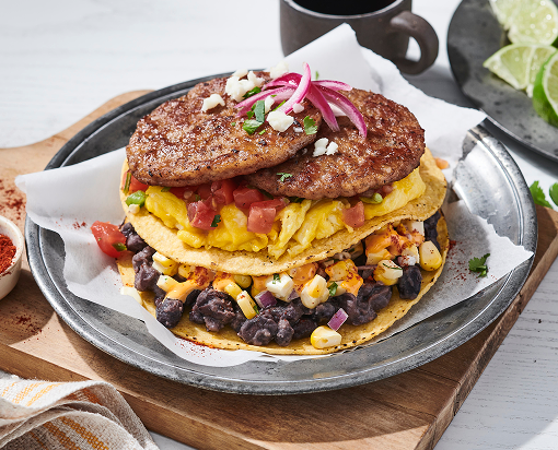 Elote Breakfast Tostada Stack