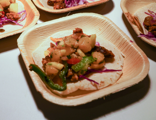 flour tortillas with Pork Chorizo Crumbles and fresh pineapple-serrano salsa