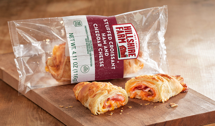 Hillshire Farm® Stuffed Croissant Ham & Cheddar Cheese product on cutting board