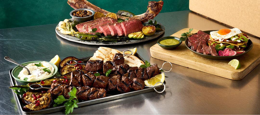 variety of prepared menu items featuring ibp Trusted Excellence® brand fresh beef products