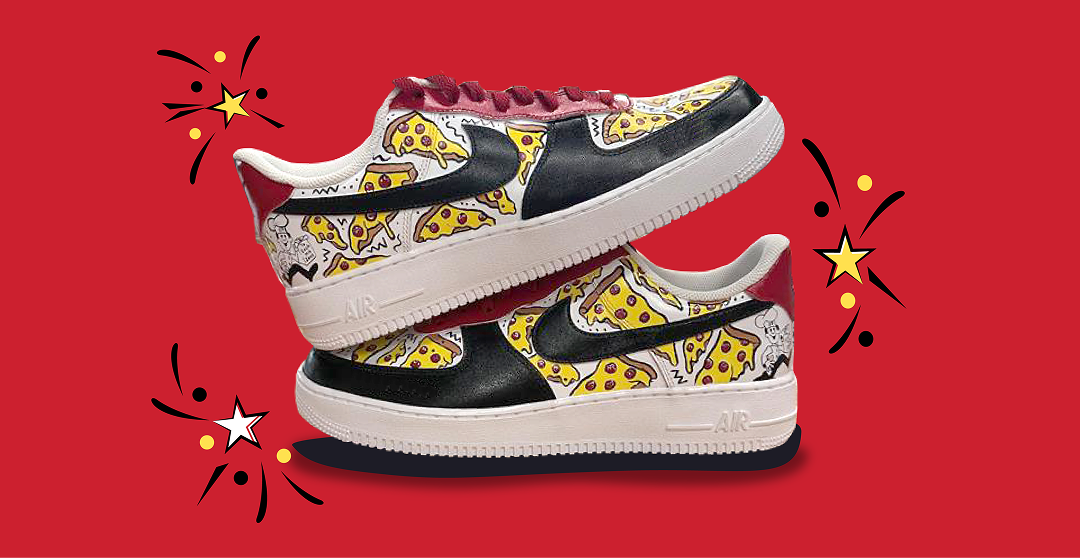Sneakers On Red Background