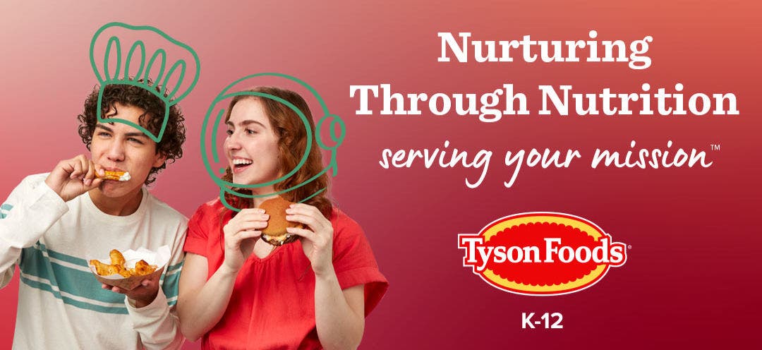 Two people eating K-12 food 