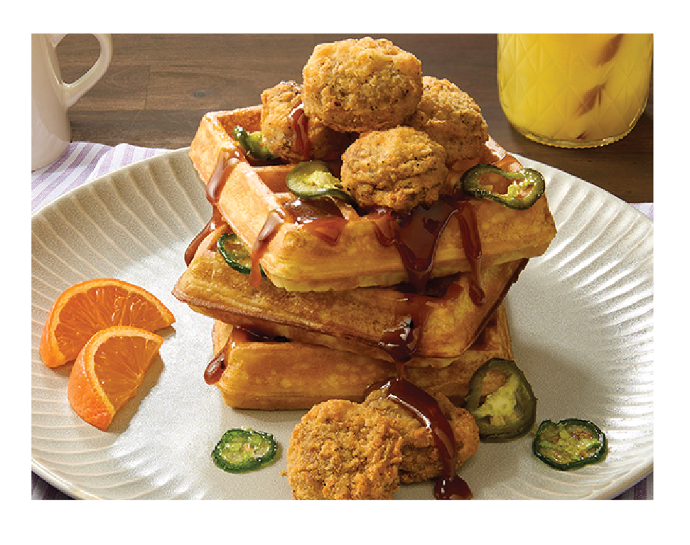 Beef bites and waffle 