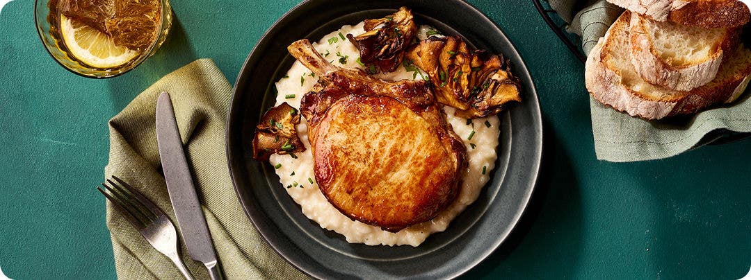 Pork loin on a bed of rice 
