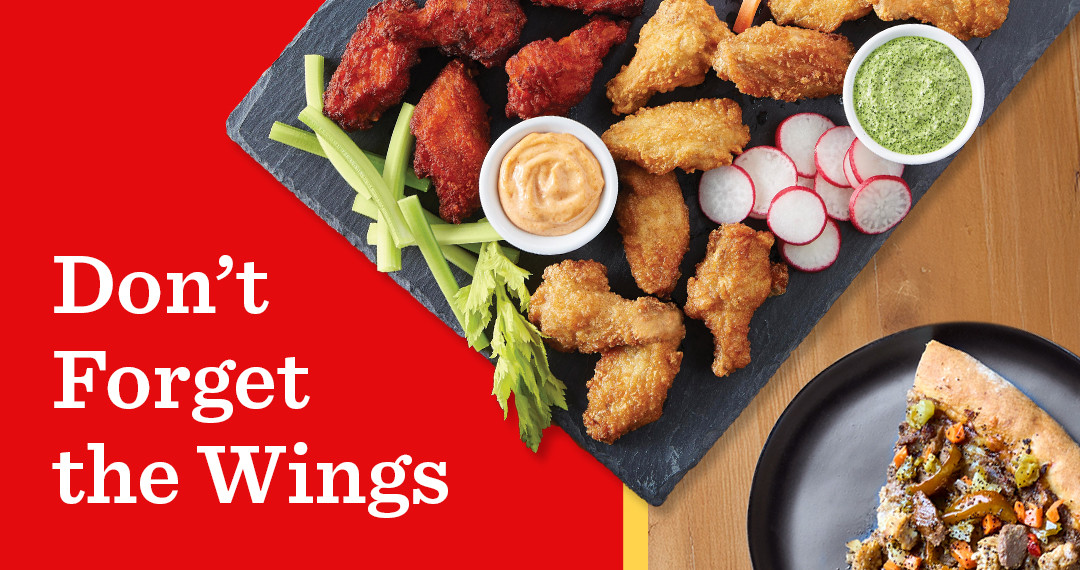 Don't Forget Wings with a plate of different flavored wings