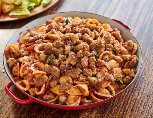 Italian Sausage Pasta with red marinara sauce base