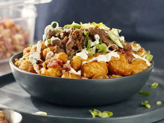 Loaded BBQ Steak Tots