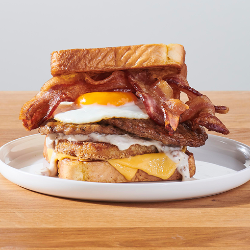 Lumberjack stack breakfast sandwich