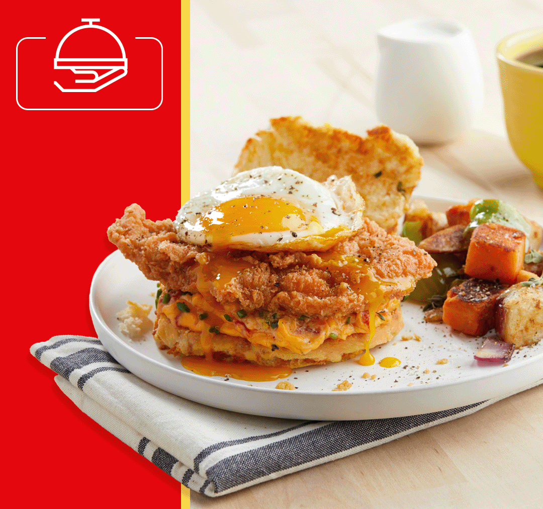 breakfast biscuit featuring Tyson® breaded chicken; Hillshire® Snacking products; burger featuring Wright® Brand Bacon product; Big AZ® and Jimmy Dean® brand vending products