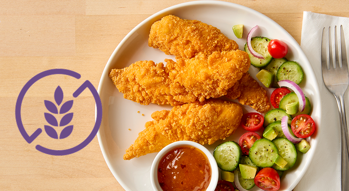 Gluten-free crispy chicken tenders with fresh salad
