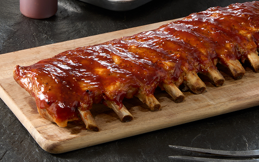 St. Louis style ribs on a cutting board