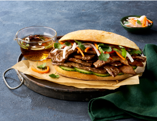 Beef Pho-rench dip sandwich