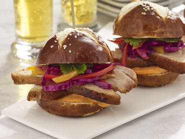 Image of Pork Belly Bahn Mi Slider Duo on a plate.