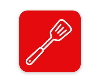 Icon of a spatula on a red background