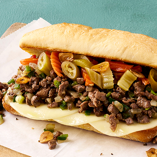 Carne Picada in a sandwich