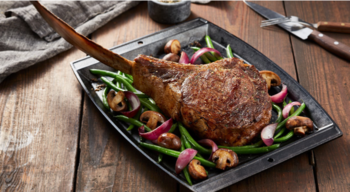 Prime bone-in frenched beef ribeye