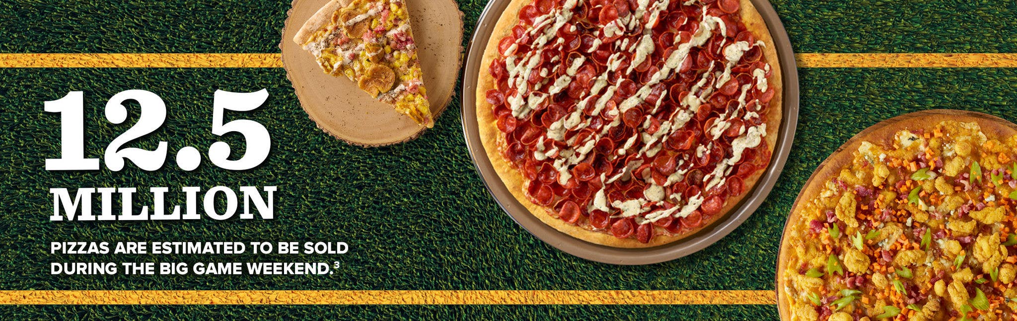 12.5 million pizzas are estimated to be sold during big game weekend