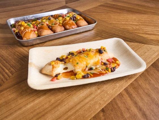 Cheesy Bosco® Breadsticks topped with enchilada sauce, fire-roasted corn, black beans, shredded cheese and fresh cilantro.