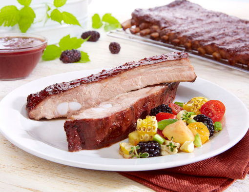 Blackberry BBQ St. Louis-Style Ribs on a white plate
