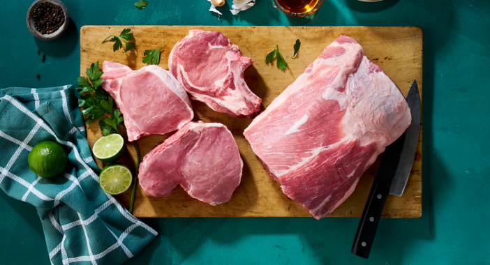 Raw strap off pork loin 