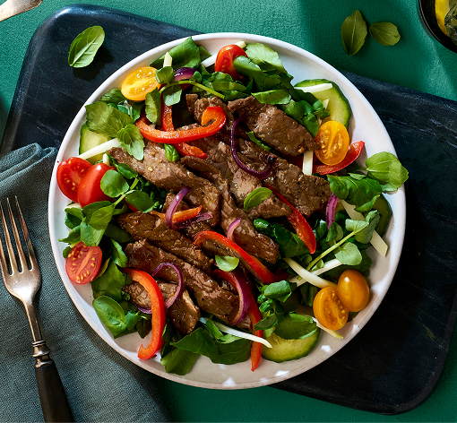 plated Vietnamese Shaking Beef Salad