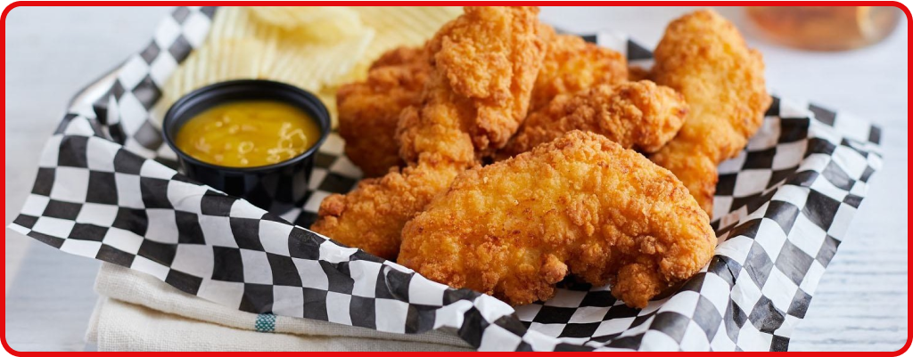 Breaded chicken in a basket