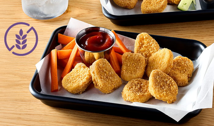 Tyson® Gluten Free Fully Cooked Breaded Chicken Breast Nuggets in restaurant setting