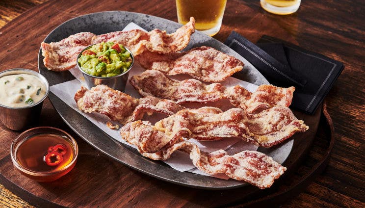 Bacon on a plate with Sauce