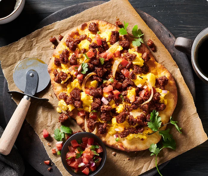 Breakfast chorizo flatbread 