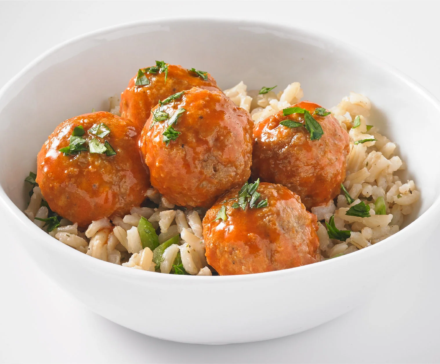 Buffalo Chicken Meatballs and Ranch Rice Bowl Recipe