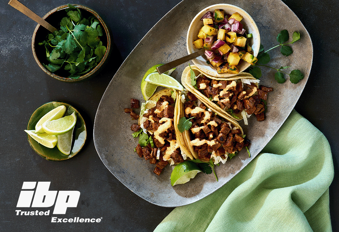 Rotating images of plated beef dishes featuring products from ibp Trusted Excellence®, Star Ranch Angus®, Chairman’s Reserve® and Open Prairie® brands.
