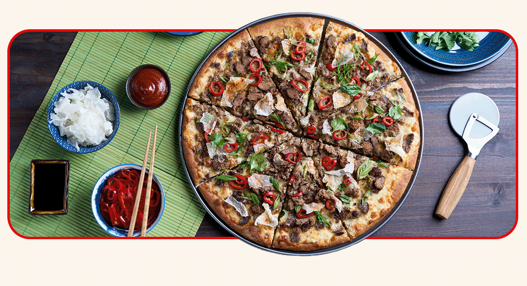 A range of recipe options showcasing pizza, a breaded chicken sandwich, and diverse center-of-the-plate proteins