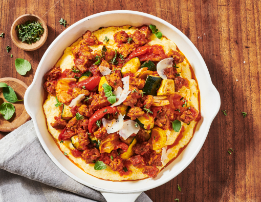 A delicious ragout featuring Hillshire Farm® All Natural* FC Italian Sausage served over creamy polenta