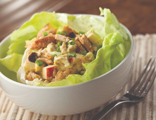 Curried Chicken – Apple Salad topped with chicken and apple