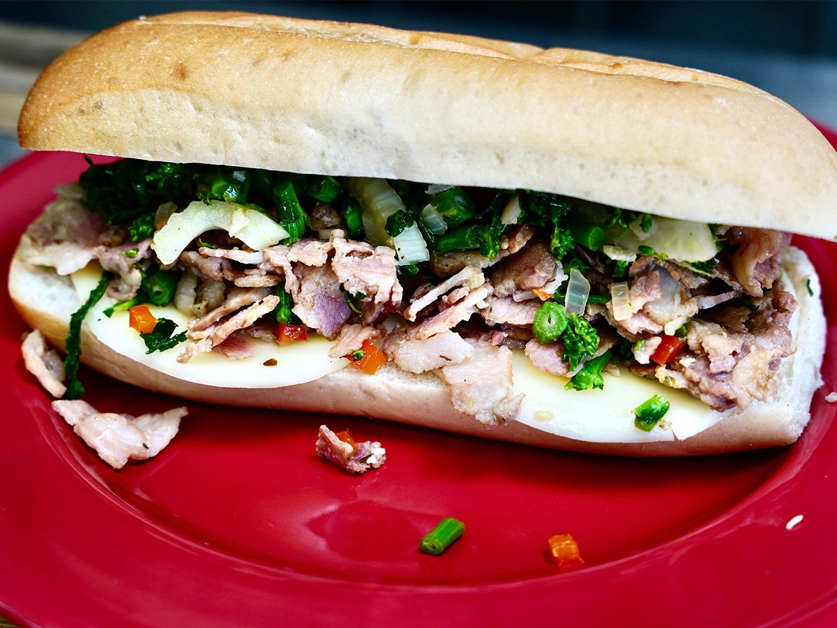 How to make an authentic Philly Roast Pork Sandwich featuring Hillshire Farm® Carved Pork Belly
