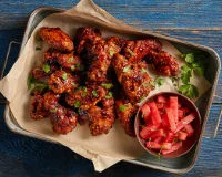 BBQ Hoisin Breaded Wings with Pickled Watermelon Recipe